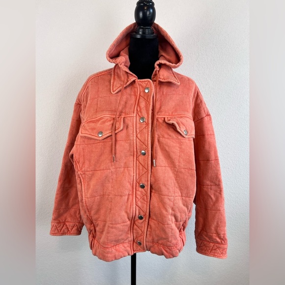 Avec Les Filles quilted Hooded jacket in orange Size Large